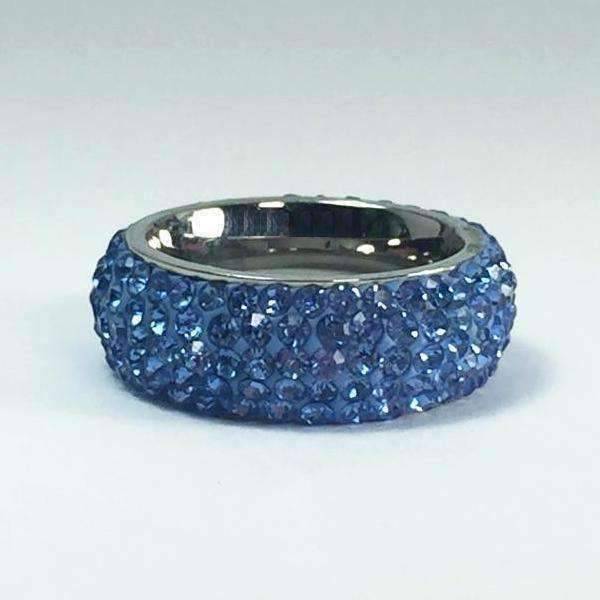 Feshionn IOBI Rings Glitzy 5 Row Pavé Set IOBI Crystals Stainless Steel Eternity Ring