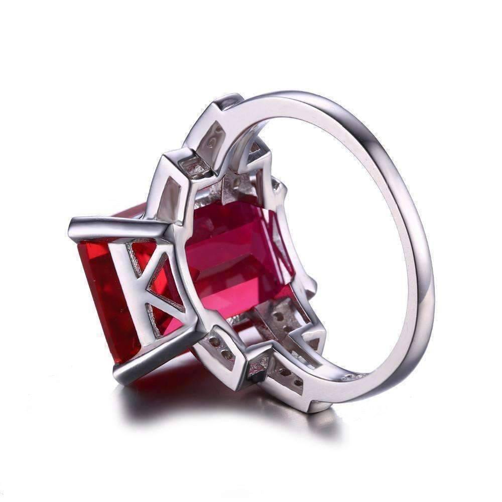 Feshionn IOBI Rings Heirloom 9CT Emerald Cut Simulated Pigeon Blood Ruby IOBI Precious Gems Ring