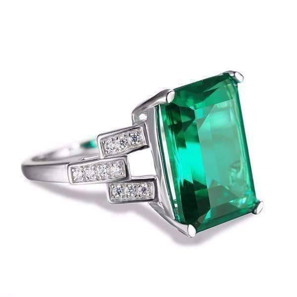 Feshionn IOBI Rings Heritage 9CT Emerald Cut Simulated Russian Emerald IOBI Precious Gems Ring