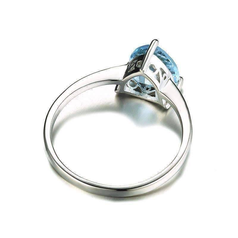 Feshionn IOBI Rings Ice Blue Genuine Topaz Trillion Cut 1.4 CT IOBI Precious Gems Ring