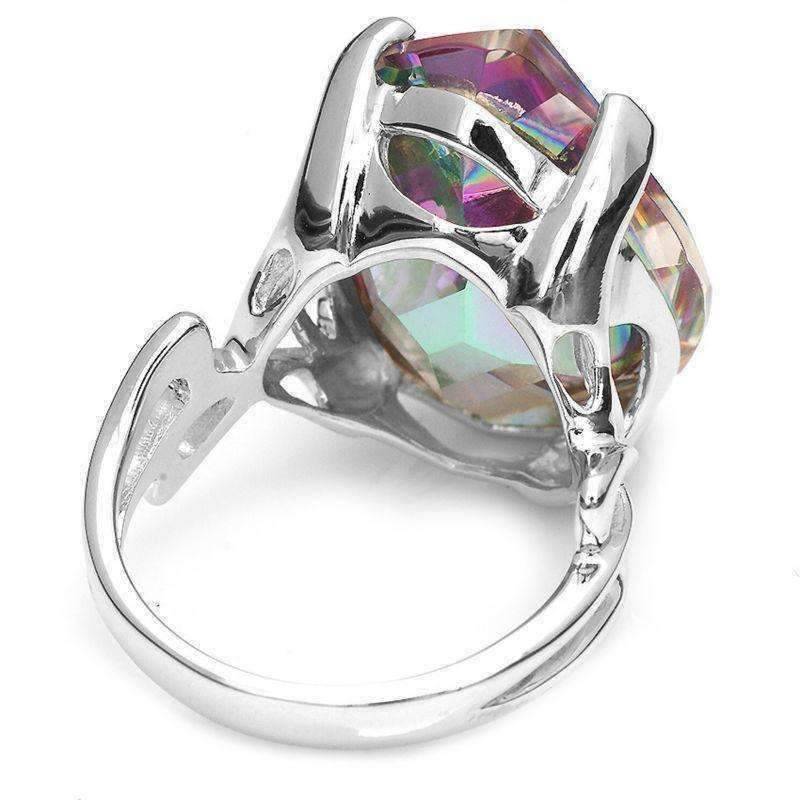 Feshionn IOBI Rings Imperial Splendor Genuine Rainbow Fire Mystic Topaz 30CT IOBI Precious Gems Ring