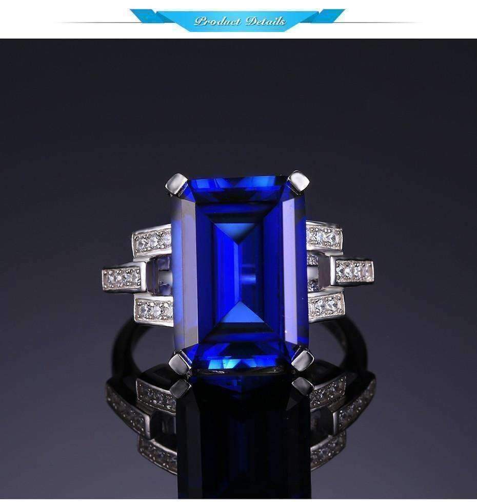 Feshionn IOBI Rings Legacy 9CT Emerald Cut Simulated Russian Sapphire IOBI Precious Gems Ring