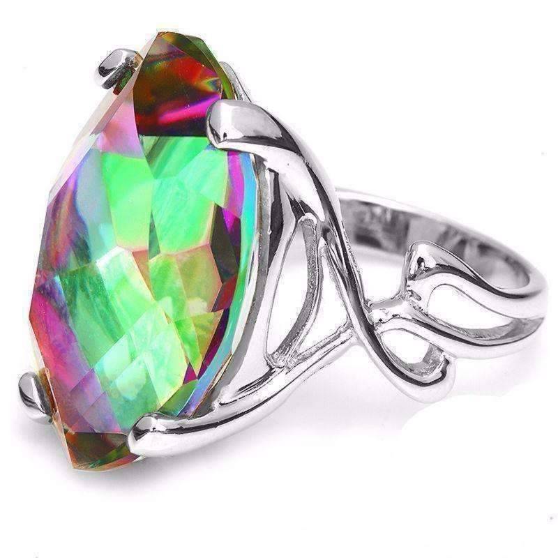 Feshionn IOBI Rings Rainbow / 6 Imperial Splendor Genuine Rainbow Fire Mystic Topaz 30CT IOBI Precious Gems Ring