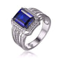 Feshionn IOBI Rings Reginald 4.3CT Emerald Cut Swiss Blue Sapphire IOBI Precious Gems Ring for Women or Men