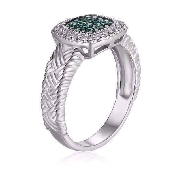 Feshionn IOBI Rings Renaissance Pavé Nano Simulated Emerald Halo IOBI Precious Gems Ring