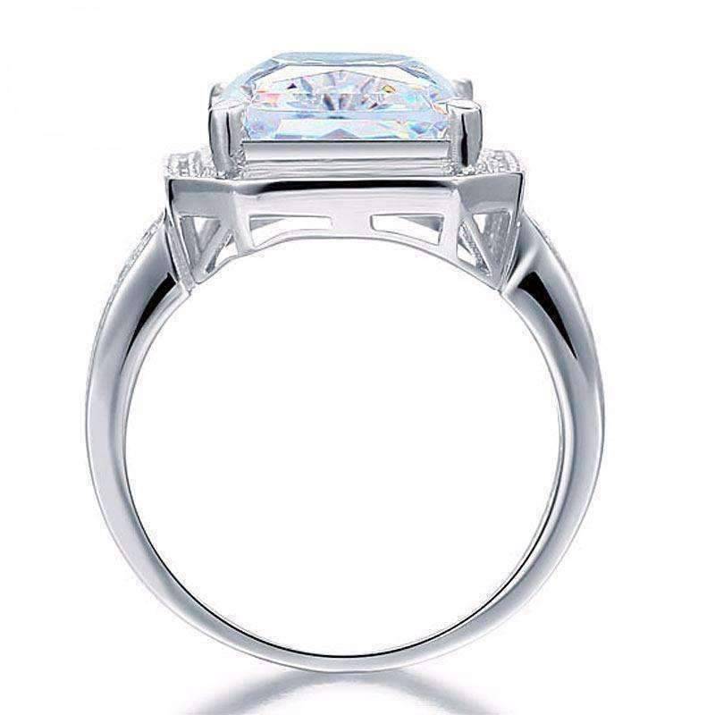 Feshionn IOBI Rings Romantic Fire 8.5CT Emerald Cut Halo Ring