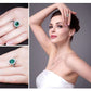 Feshionn IOBI Rings Russian Halo Oval Cut 2.5CT Nano Simulated Emerald IOBI Precious Gems Ring