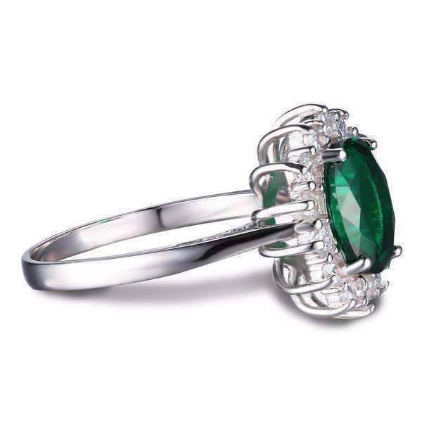 Feshionn IOBI Rings Russian Halo Oval Cut 2.5CT Nano Simulated Emerald IOBI Precious Gems Ring
