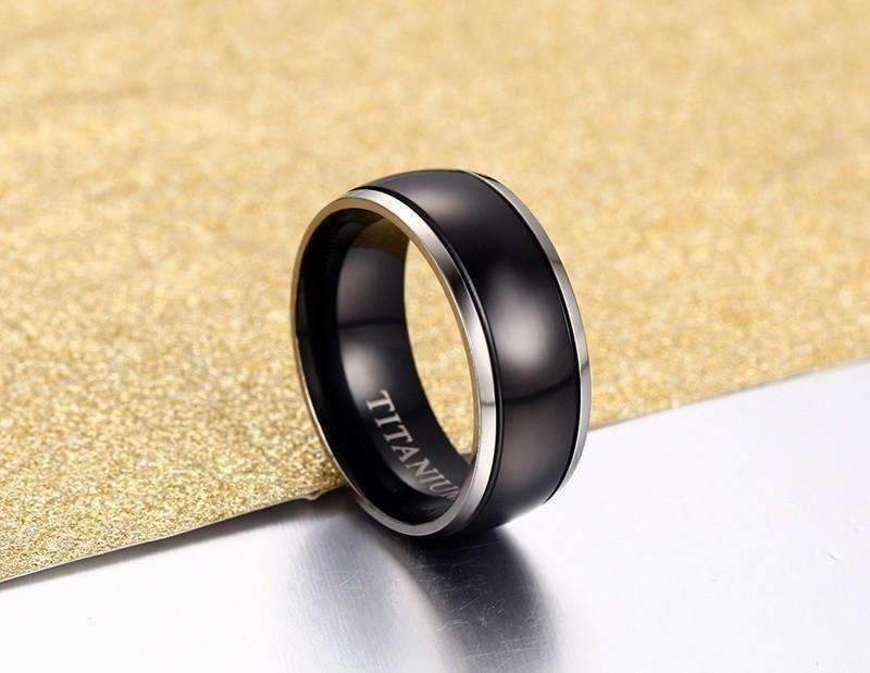 Feshionn IOBI Rings Sable Black Titanium Men's Wedding Band Ring