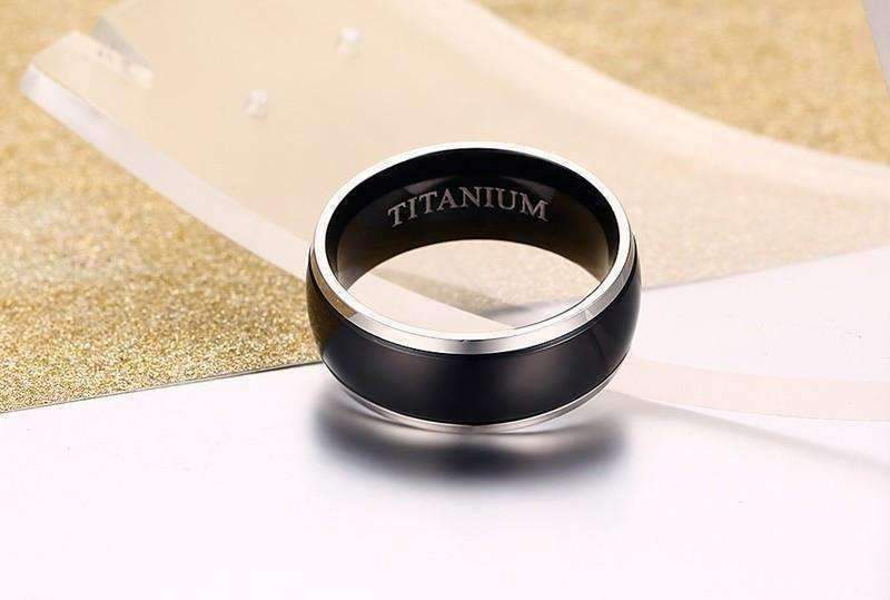 Feshionn IOBI Rings Sable Black Titanium Men's Wedding Band Ring