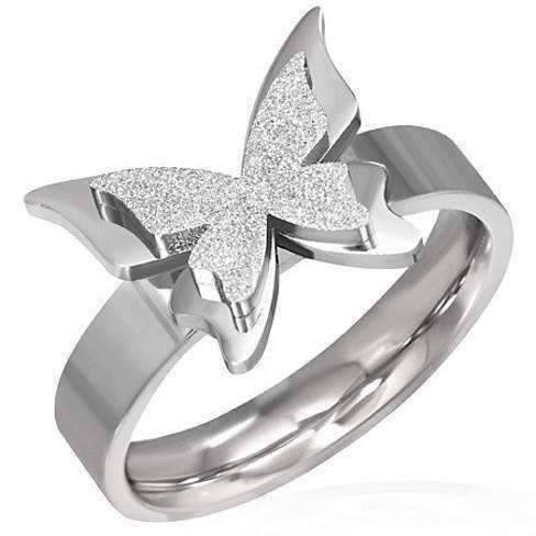 Feshionn IOBI Rings Sandblasted Butterfly Comfort Fit Fancy Ring