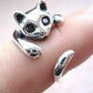 Feshionn IOBI Rings Silver Sweet Kitty Cat Wrap Around Animal Ring