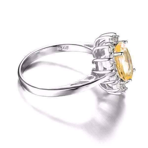 Feshionn IOBI Rings Spanish Gold Halo 2.5CT Genuine Citrine IOBI Precious Gems Ring