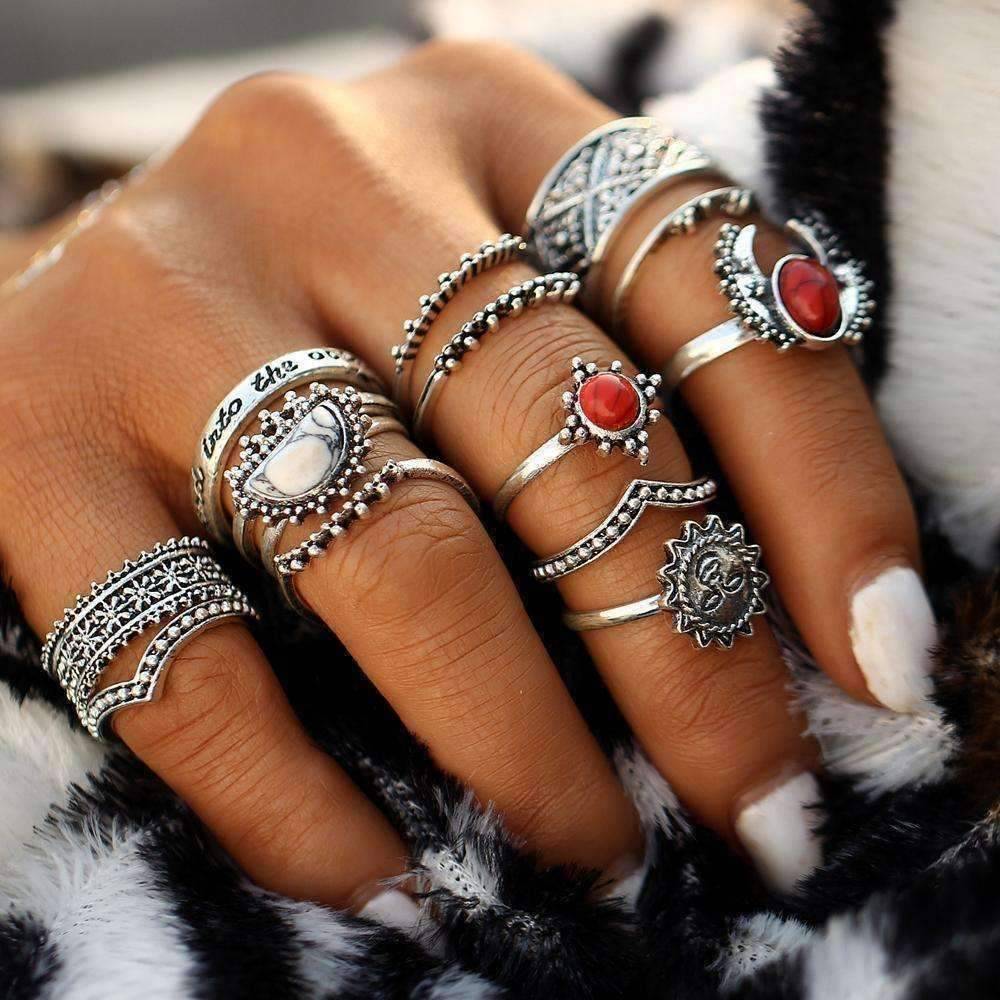 Boho midi deals rings