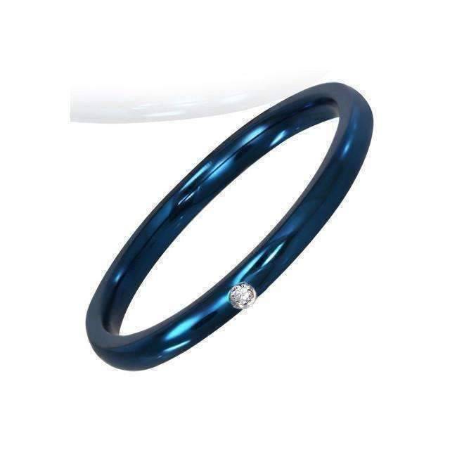 Feshionn IOBI Rings "The Little Blue Band" - Anodized Blue CZ Ring