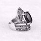 Feshionn IOBI Rings Tournée Oval Cabochon and Black Marcasite Crystal Ring