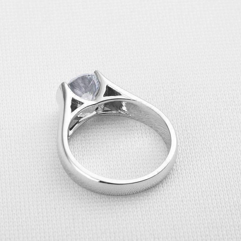 Feshionn IOBI Rings Veronique 2CT Round Semi-Bezel Set IOBI Cultured Diamond Solitaire Ring