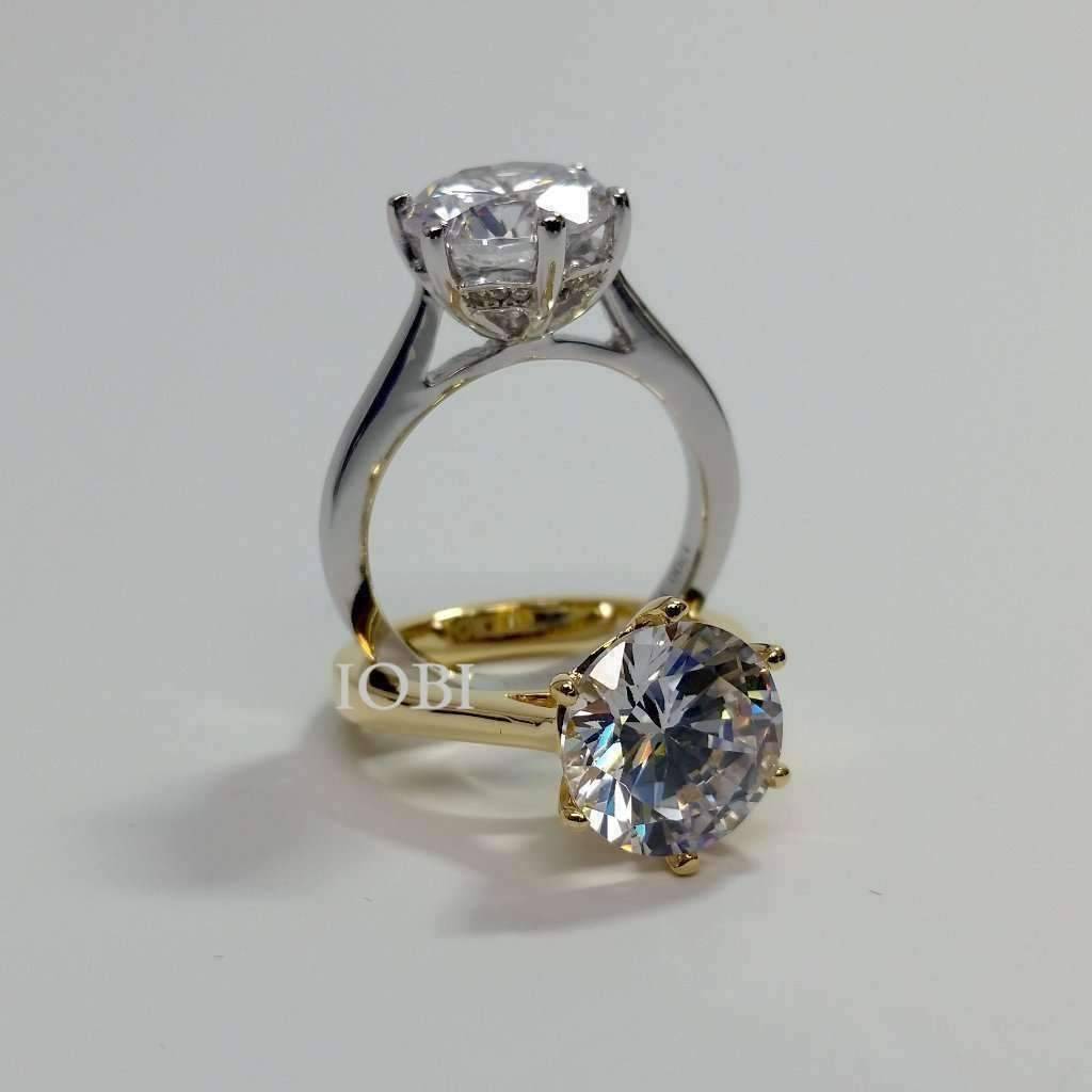 Feshionn IOBI Rings Victoria 4CT Round Cut IOBI Cultured Diamond Solitaire Ring