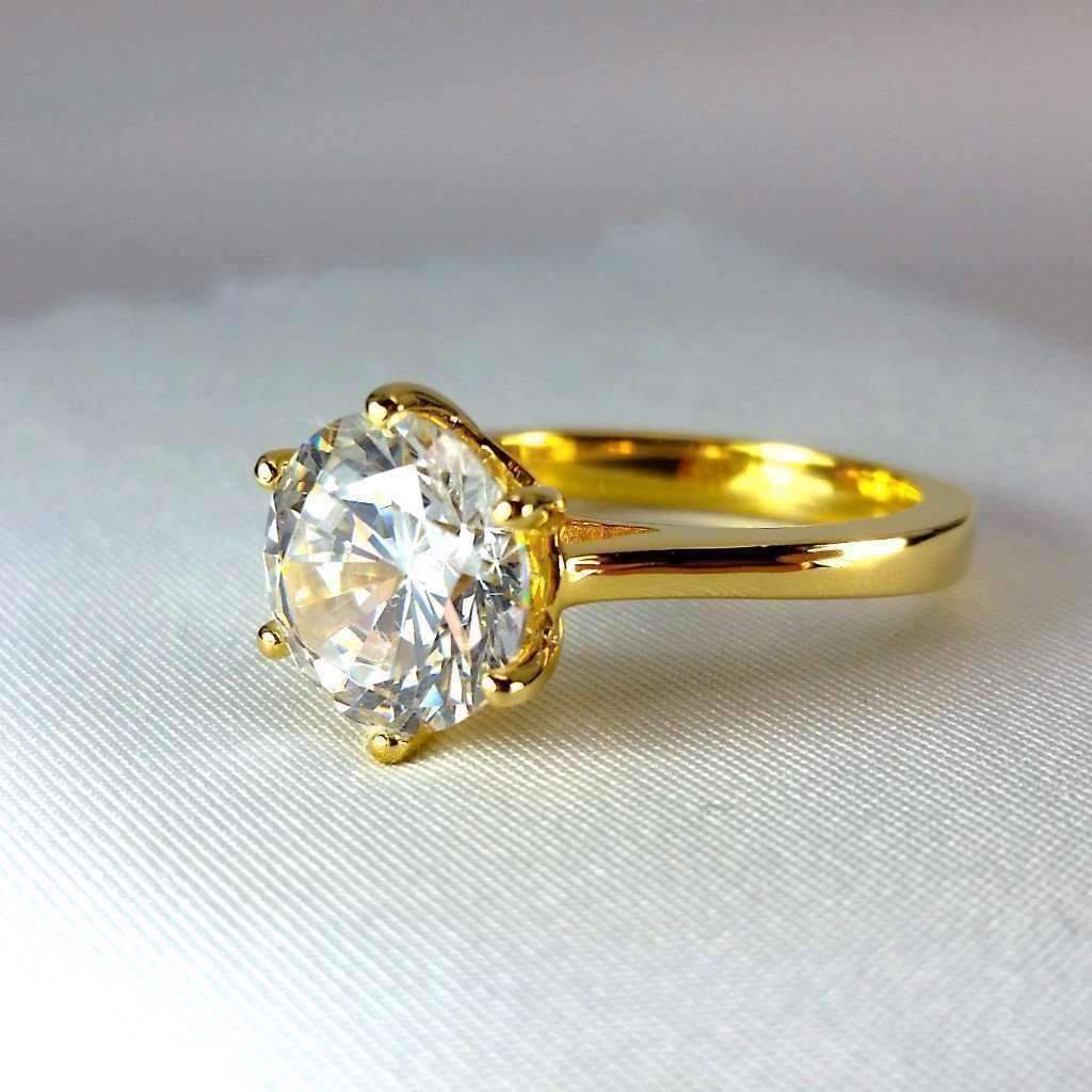 Feshionn IOBI Rings Victoria D'ora 4CT Round Cut IOBI Cultured Diamond Solitaire Ring