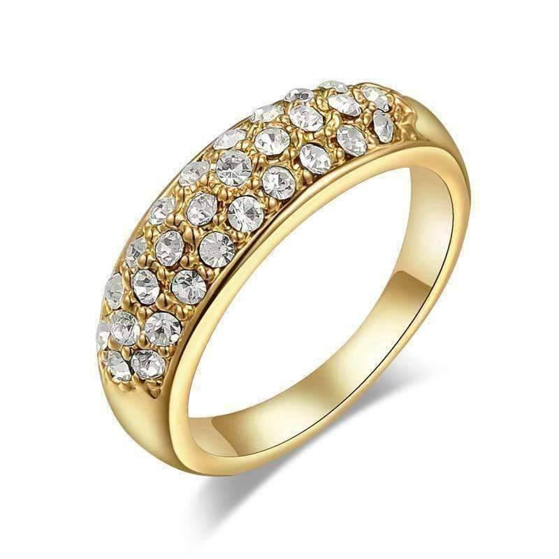 Feshionn IOBI Rings Yellow Gold / 5.5 ON SALE - 18K Gold Pave Austrian Crystals Band Ring - Choose Your Color - Ring