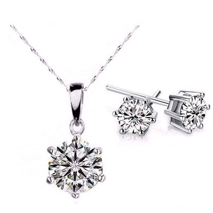 Feshionn IOBI Sets 18K White Gold ON SALE Splendid Solitaires Round IOBI Crystals 2CT Necklace and 1CT Earring Set