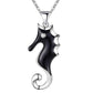 Feshionn IOBI Sets Black Beauty Sterling Silver Seahorse Matching Necklace and Earring Set