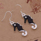 Feshionn IOBI Sets Black Beauty Sterling Silver Seahorse Matching Necklace and Earring Set