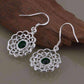 Feshionn IOBI Sets Deepest Green CZ Sterling Silver Filigree Medallion Matching Necklace and Earring Set