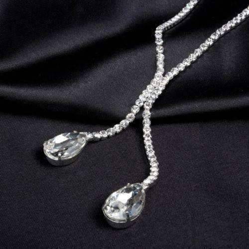Feshionn IOBI Sets Deluxe Teardrop Crystal Choker Necklace and Earring Set