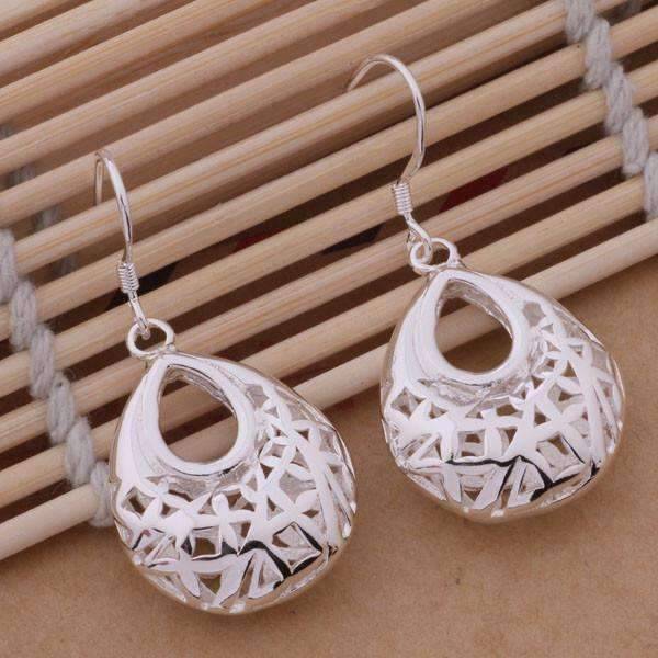 Feshionn IOBI Sets Droplet Sterling Silver Filigree Cage Matching Necklace and Earring Set