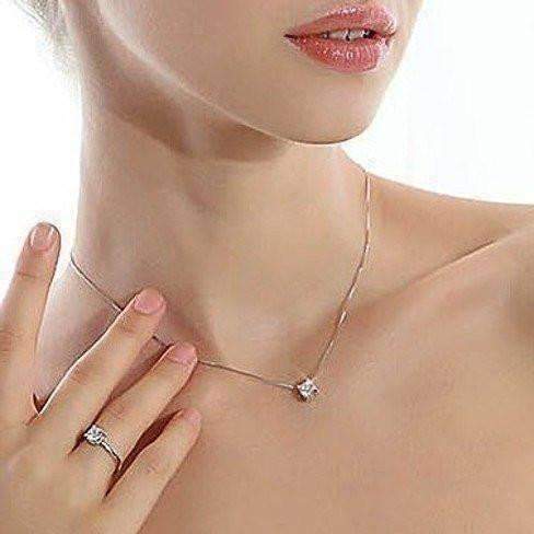 Feshionn IOBI Sets FREE GIFT - When You Buy Naked Swiss CZ Solitaire Necklace Receive FREE Pair of Naked IOBI Crystals Drill Earrings