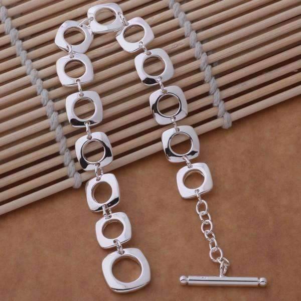 Feshionn IOBI Sets Geometric Links Sterling Silver Necklace, Earrings and Bracelet Set