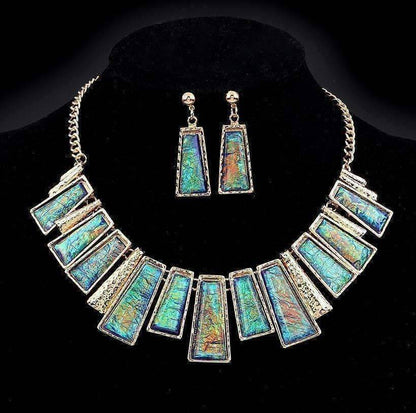 Feshionn IOBI Sets Multi Aztec Empire Collar Necklace and Earring Set
