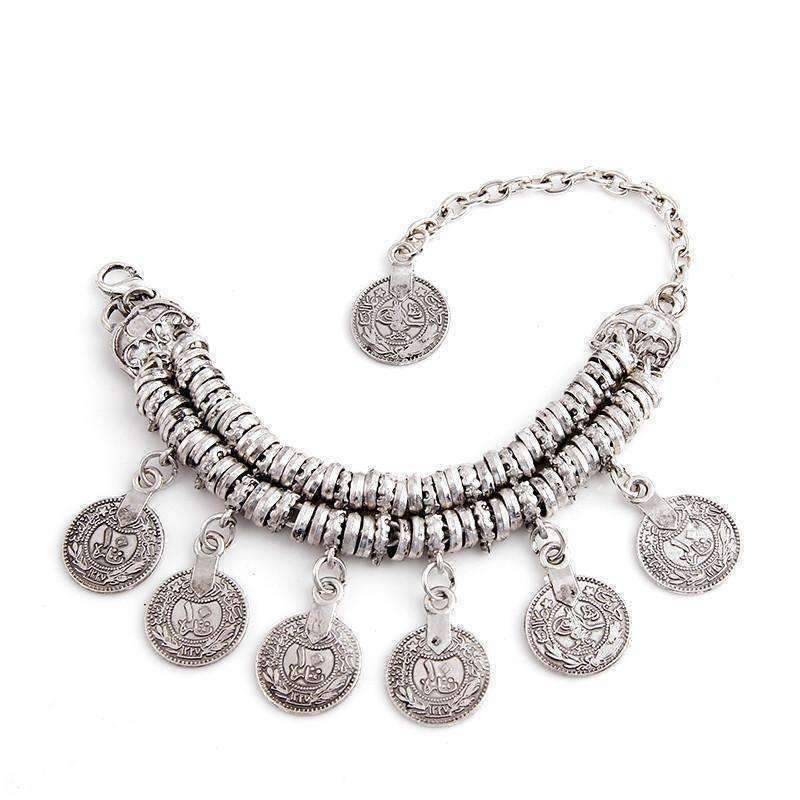 Feshionn IOBI Sets Noble Roman Dangling Coin Collar Necklace, Bracelet and Earring Set