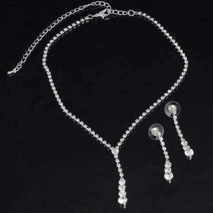 Feshionn IOBI Sets ON SALE - Rhinestone Lariat Choker Necklace and Earring Set