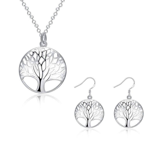 Feshionn IOBI Sets ON SALE - Tree of Life Sterling Silver Necklace and Earrings Set