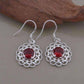 Feshionn IOBI Sets Ruby Red CZ Sterling Silver Filigree Medallion Matching Necklace and Earring Set