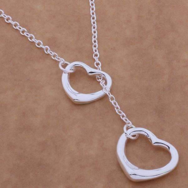 Feshionn IOBI Sets Tangled Hearts Sterling Silver Matching Lariat Necklace and Bracelet Set