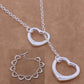Feshionn IOBI Sets Tangled Hearts Sterling Silver Matching Lariat Necklace and Bracelet Set