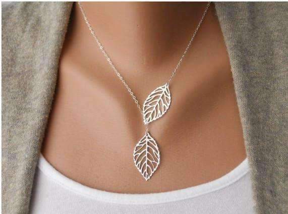 Feshionn IOBI Sets White Gold Necklace Seasons of Beauty Leaf Cut Out Necklace or Earrings