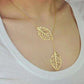 Feshionn IOBI Sets Yellow Gold Necklace Seasons of Beauty Leaf Cut Out Necklace or Earrings