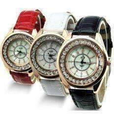 Feshionn IOBI Watches Black Mother of Pearl and Rose Gold Ladies Leather Watch - Black or White