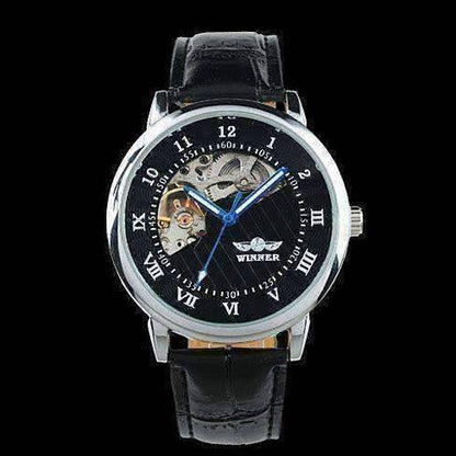 Feshionn IOBI Watches Black Sophisticated In Black Mechanical Skeleton Automatic Watch For Men