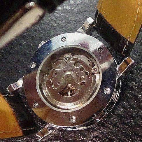 Feshionn IOBI Watches Blue Classic Skeleton Hand Wind Mechanical Watch Black Leather Strap For Men