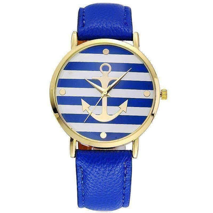 Feshionn IOBI Watches Blue ON SALE - Ahoy!  Anchor Watch in Blue and White Stripes