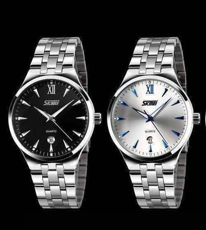 Feshionn IOBI Watches Blue on White Swim or Sport Auto-Date Water Resistant Stainless Steel Men's Wrist Watch