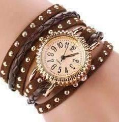 Feshionn IOBI Watches Bohemian Leather Wrap Bracelet Watch in Chocolate