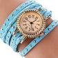 Feshionn IOBI Watches Bohemian Leather Wrap Bracelet Watch in Sky Blue
