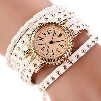 Feshionn IOBI Watches Bohemian Leather Wrap Bracelet Watch in White