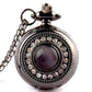 Feshionn IOBI Watches Cat's Eye Gunmetal Vintage Style Mirror Pocket Watch Necklace